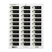 Étiquette Jolie Floral et verdure Adresse de retour Black (Feuille entière)