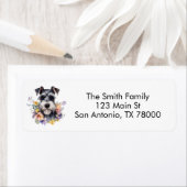 Étiquette Jolie Floral Schnauzer Adresse de retour (En situation)