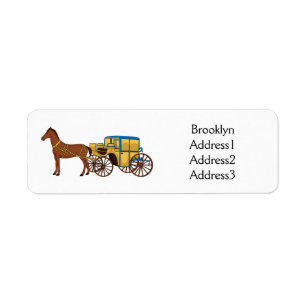 Étiquette Jolie illustration de cheval et de calèche royale