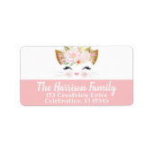 Étiquette JOLIE KITTY Rose & White Cat Face Adresse de retou (Devant)