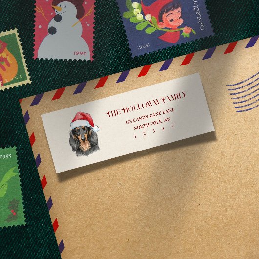 Étiquette Jolie main de Noël tiré Dachshund retour