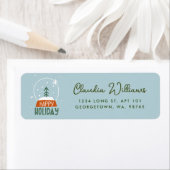 Étiquette Jolie neige Globe Vacances Bleu Adresse de retour (En situation)