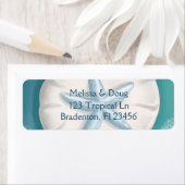 Étiquette Jolie plage de sable blanc, Turquoise et bleu (En situation)