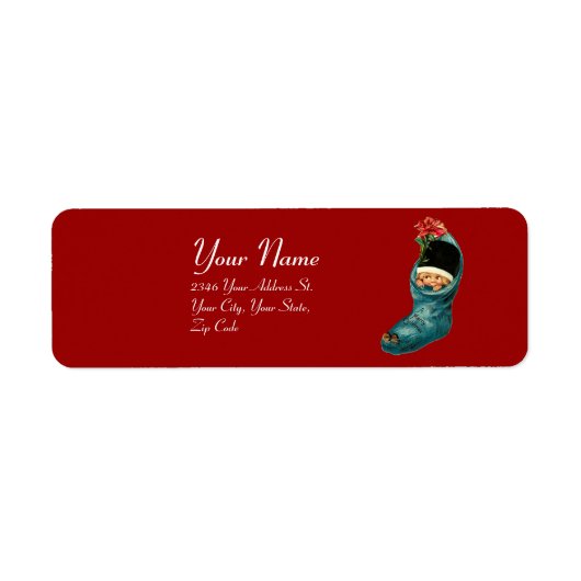 Étiquette Jolie réserve de Noël, Petit enfant rouge bleu (Devant)