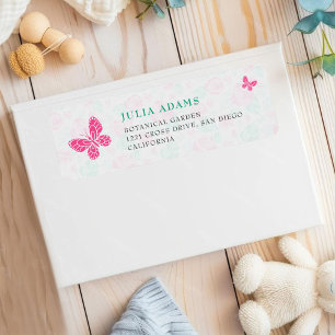 Étiquette Jolie rose rose florale ruban doré Baby shower