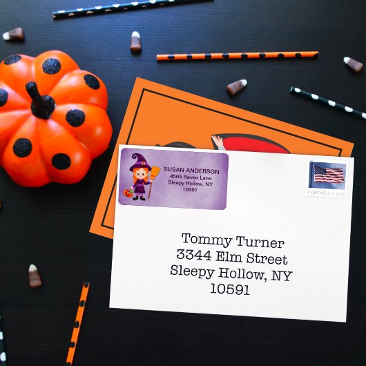 Étiquette Jolie sorcière de la fête du costume pour enfants 