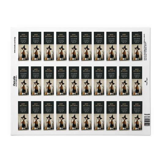 Étiquette Jolie Sorcière Whimsical Halloween Adresse de reto (Feuille entière)