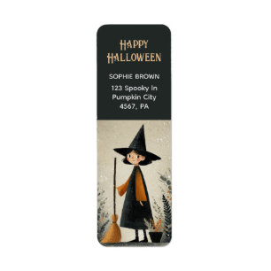 Étiquette Jolie Sorcière Whimsical Halloween Adresse de reto