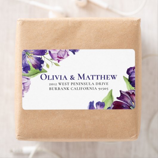 Étiquette Jolie Tulipe pourpre Florale (En situation)