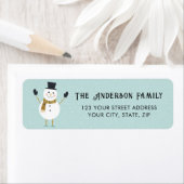 Étiquette Jolie Whimsical Joyeux Sourire Snowman Adresse (En situation)