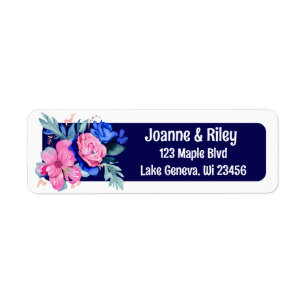 Étiquette Jolies fleurs rose et bleue Personnalisées