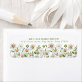 Étiquette Jolies marguerites blanches Retourner les étiquett (En situation)