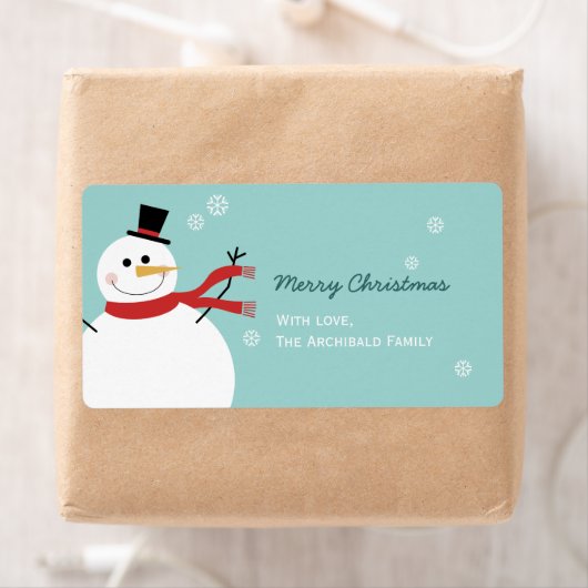 Étiquette Jolly Snowman Noël (En situation)