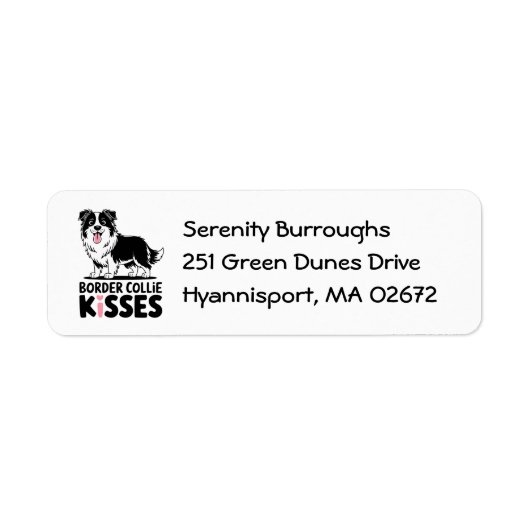 Étiquette Jote Bordure Collie Baisers Amoureux des chiens ch (Devant)
