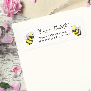 Étiquette Jote Jaune Baby shower de l'abeille Adresse de ret