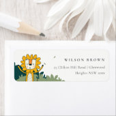 Étiquette Jote Jaune Jungle Animal Lion Kids Adresse (En situation)