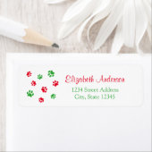 Étiquette Jote Red Green Empreintes de pattes Noël Adresse d (En situation)