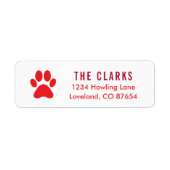 Étiquette Jote rouge Empreinte de patte chien Noël Adresse d (Devant)