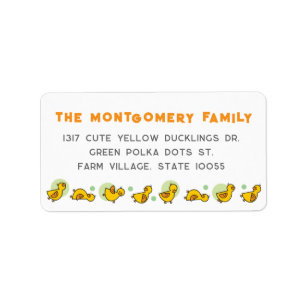 Étiquette Jote Yellow Duckies Green Dots Adresse du Baby sho