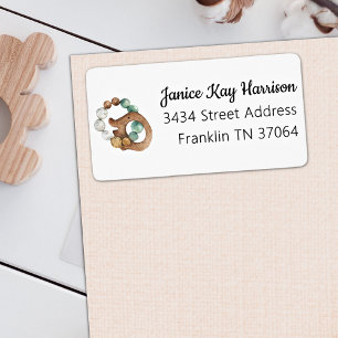 Étiquette Jouet en bois vintage Baby shower Boho Adresse