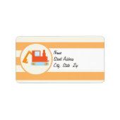 Étiquette Jouet Orange Construction Backhoe (Devant)