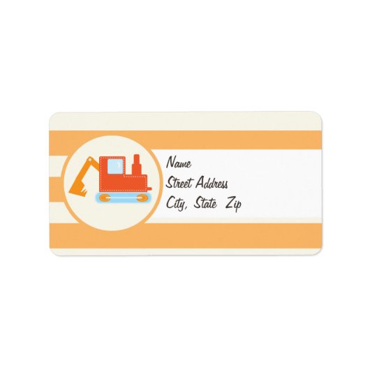 Étiquette Jouet Orange Construction Backhoe (Devant)