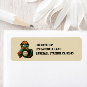 Étiquette Joueur de baseball vintage, receveur avec gant