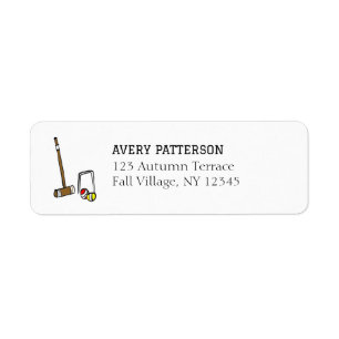 Étiquette Joueur de croquet - Illustration à la main - Jeux