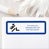 Étiquette Joueur de volley-ball noir, blanc, bleu icon custo (En situation)