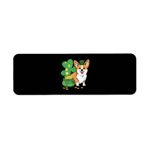 Étiquette Jour de la Saint Patrick Corgi avec Casquette Lepr