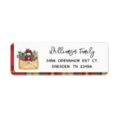 Étiquette Jours fériés du script plaid Nom de famille Adress (Devant)