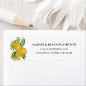 Étiquette Jovely Lemon Botanical Custom Adresse de retour (En situation)