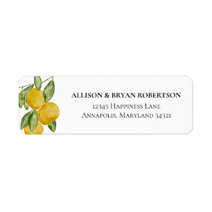 Étiquette Jovely Lemon Botanical Custom Adresse de retour
