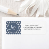 Étiquette Joy Arbre de Noël Motif bleu Adresse de retour (En situation)