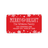 Étiquette Joy et Bright Red Holiday Adresse de retour (Devant)