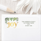 Étiquette Joy Gold Green Feuilles Adresse de retour (En situation)