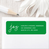 Étiquette Joy Holiday Whimsical Script Vert Custom (En situation)