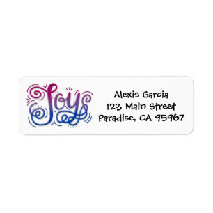 Étiquette Joy lettering bi pride rose bleu violet