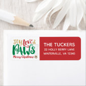 Étiquette Joy Love Paws Chien Noël (En situation)