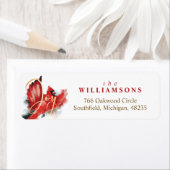 Étiquette Joy Red Flying Cardinal Aquarelle Noël Oiseau (En situation)