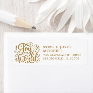 Étiquette Joy To The World Christmas Holidays Gold Script