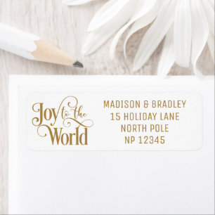 Étiquette Joy To The World Christmas Holidays Gold Script