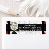 Étiquette Joy to the World Global Holiday Pink & Red Party (En situation)