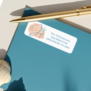 Étiquette Joy Watercolor Côté Océan Plage Coral Seashell