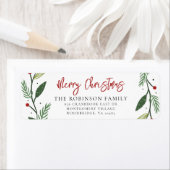 Étiquette Joyeuse couronne de Noël manuscrite Adresse de ret (En situation)