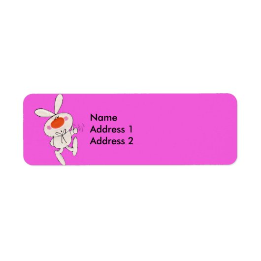 Étiquette Joyeuse danse mignonne lapin blanc (Devant)