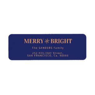 Étiquette Joyeuse et brillante adresse de retour de Noël