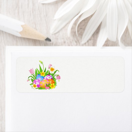 Étiquette Joyeuse florale de Pâques (En situation)