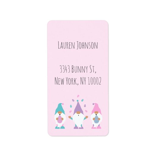 Étiquette Joyeuse Gnomie de Pâques Jonglant oeufs de Pâques  (Devant)