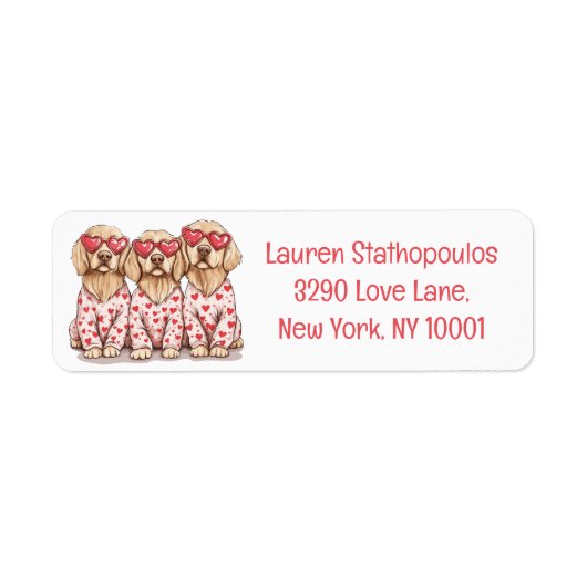 Étiquette Joyeuse Saint-Valentin Chiens Retriever Doré (Devant)